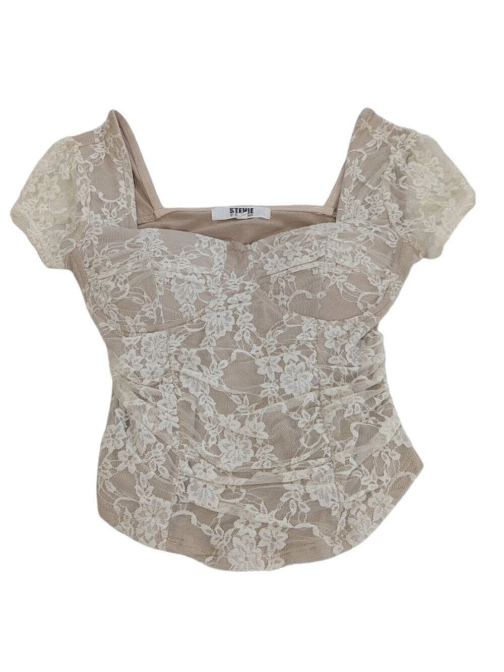 Stevie Steve Madden Lace Corset Top S Cream Coquette Fairycore Softgirl Romantic